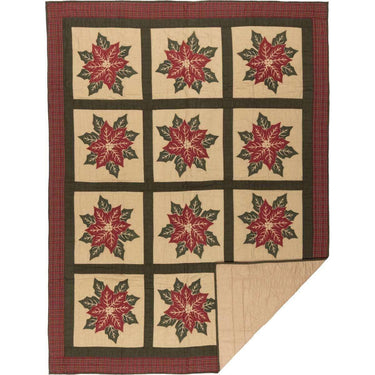 National Quilt Museum Poinsettia Block Twin Quilt 68Wx86L VHC Brands - The Fox Decor